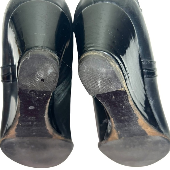 Bruno Magli Leather Wedge Ankle Booties Black with Patent Leather Trim Size EU37 - Picture 7 of 14
